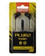 Maxell Audio Plugz - In-Ear Earphones with Built-in Mic (3.5mm plug) - Black