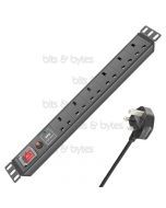 1U 19-inch Rackmount PDU with 6 UK Sockets Outputs (Surge & Overload Protection)