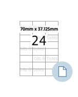 24 Labels (70mm x 37mm) per A4 Sheet without Selvedge (100 Sheets)